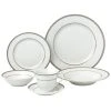 24-Piece Formal Silver Border Porcelain Dinnerware Set (Service for 4) by Lorren Home Trends -Dinnerware Shop silver border lorren home trends dinnerware sets lh430 64 1000