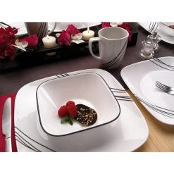 16-Piece Patterned Simple Lines Glass Dinnerware Set (Service for 4) by Corelle -Dinnerware Shop simple lines corelle dinnerware sets 1069983 c3 1000