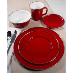 Solid Red 8.5 in. Enamelware Round Sandwich Plates (Set of 4) by Golden Rabbit -Dinnerware Shop solid red golden rabbit salad plates dessert plates rr11s4 31 1000