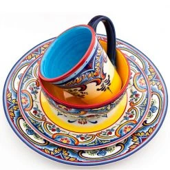 Zanzibar 32-Piece Patterned Multicolor/Spanish Floral Design Ceramic (Service for 8) by Euro Ceramica -Dinnerware Shop stoneware euro ceramica dinnerware sets zb 3201 st a0 1000