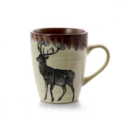 Majestic Elk 16-Piece Seasonal Taupe Stoneware Dinnerware Set (Service for 4) by Elama -Dinnerware Shop taupe elama dinnerware sets 985112047m 1f 1000