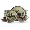 Majestic Elk 16-Piece Seasonal Taupe Stoneware Dinnerware Set (Service for 4) by Elama -Dinnerware Shop taupe elama dinnerware sets 985112047m 64 1000
