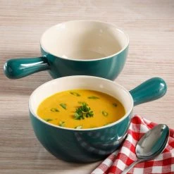 Crock-Pot 27 fl. oz Teal Stoneware Soup Bowl with Handle (Set of 2) by Gibson 11 Crock-Pot 27 fl. oz Teal Stoneware Soup Bowl with Handle (Set of 2) by Gibson -Dinnerware Shop teal gibson bowls 127397 02r 31 1000
