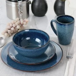 Lisbon 16-Piece Teal Round Stoneware Dinnerware Set by GIBSON elite -Dinnerware Shop teal gibson elite dinnerware sets 985115864m 31 1000