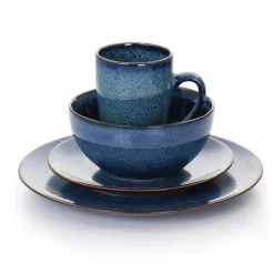 Lisbon 16-Piece Teal Round Stoneware Dinnerware Set by GIBSON elite -Dinnerware Shop teal gibson elite dinnerware sets 985115864m c3 1000