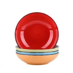 4-Piece Assorted Colors Porcelain Dinnerware Set Salad Pasta Bowls Soup Serving Plates(Service for 4) by vancasso