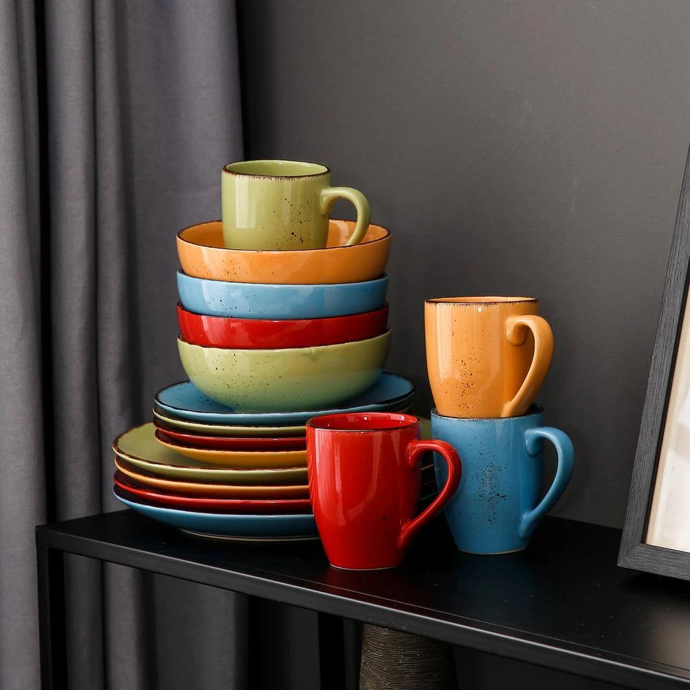 Navia Tropical Multi-colors 32-Piece Stoneware Dinnerware Sets with Dinner, Dessert Plate, Bowl, Mug (Service for 8) by vancasso 10 Navia Tropical Multi-colors 32-Piece Stoneware Dinnerware Sets with Dinner, Dessert Plate, Bowl, Mug (Service for 8) by vancasso - Image 8