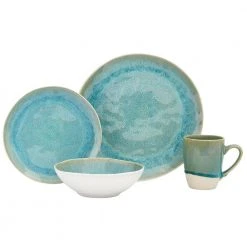 16-Piece Celestite Turquoise Ceramic Dinnerware Set (Service for 4 people) by BAUM