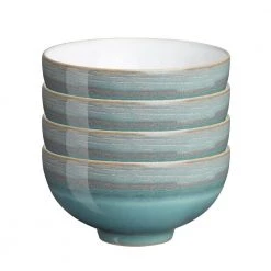 Azure 5 in. 4-Piece Turquoise Coast Rice Bowl Set by Denby
