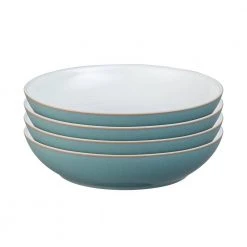 Azure 10 in. 4-Piece Turquoise Pasta Bowl Set by Denby