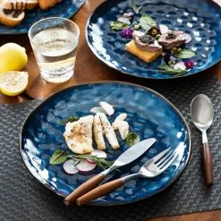 Starry 11 in. Blue Stoneware Glaze Dinner Plate (Set of 4) by vancasso -Dinnerware Shop vc starry b sdp vancasso dinner plates vc starry b sdp 1f 1000