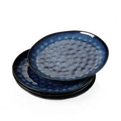Starry 11 in. Blue Stoneware Glaze Dinner Plate (Set of 4) by vancasso