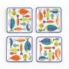 Fresh Catch Collection 7 1/4 in. Canape Plates, Appetizers (Set of 4) by Euro Ceramica -Dinnerware Shop white and multicolor stoneware euro ceramica salad plates dessert plates frc 86 3920 64 1000