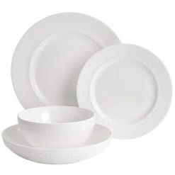 Embossed Bone China 16-Piece Double Bowl Dinnerware Set in White by GIBSON ELITE -Dinnerware Shop white dinnerware sets 985118038m c3 1000