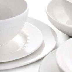 Embossed Bone China 16-Piece Double Bowl Dinnerware Set in White by GIBSON ELITE -Dinnerware Shop white dinnerware sets 985118038m fa 1000