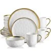 Sweet 16-Piece White Golden Edge Stoneware Dinnerware Set (Service for 4) by LOVECASA -Dinnerware Shop white dinnerware sets lc ge ds01 64 1000