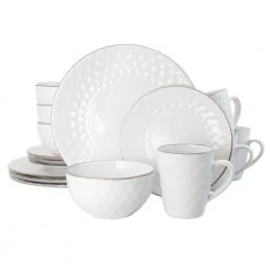 Medici Pearl 16-Piece Casual White Stoneware Dinnerware Set (Service for 4) by Elama