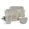 Ivory Lotus 16-Piece Traditional White Stoneware Dinnerware Set (Service for 4) by Elama