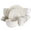 16-Piece Luna Embossed Scalloped White Stoneware Dinnerware Set (Service for 4) by Elama -Dinnerware Shop white elama dinnerware sets 985114761m 64 1000