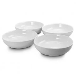 Extra Wide 8.5 in. White Dinner and Serving Bowl (Set of 4) by Gibson Home