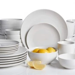 Ogalla 30-Piece Casual White Porcelain Dinnerware Set (Service for 6) by Gibson Home 7 Ogalla 30-Piece Casual White Porcelain Dinnerware Set (Service for 6) by Gibson Home -Dinnerware Shop white gibson home dinnerware sets 985100537m 31 1000