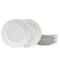 Noble Court 7.5 in. White Dessert Plate (Set of 12) by Gibson Home