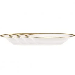 Charlotta Gold/White Porcelain Rim Soup Bowls (Set of 4) 9 in., 27 oz. by Noritake