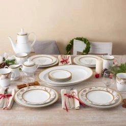 Charlotta 9 in. Gold Holiday Harvest Accent Plates (Set of 4) by Noritake 11 Charlotta 9 in. Gold Holiday Harvest Accent Plates (Set of 4) by Noritake -Dinnerware Shop white gold noritake salad plates dessert plates 1716 509e 1f 1000
