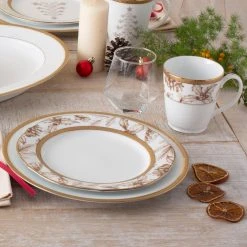 Charlotta 9 in. Gold Holiday Harvest Accent Plates (Set of 4) by Noritake 12 Charlotta 9 in. Gold Holiday Harvest Accent Plates (Set of 4) by Noritake -Dinnerware Shop white gold noritake salad plates dessert plates 1716 509e 44 1000
