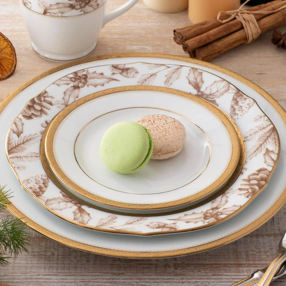 Charlotta 9 in. Gold Holiday Harvest Accent Plates (Set of 4) by Noritake 5 Charlotta 9 in. Gold Holiday Harvest Accent Plates (Set of 4) by Noritake - Image 3