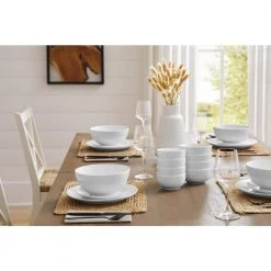 40-Piece Ceramic Coupe Dinnerware Set in White (Service for 8) by Home Decorators Collection 12 40-Piece Ceramic Coupe Dinnerware Set in White (Service for 8) by Home Decorators Collection -Dinnerware Shop white home decorators collection dinnerware sets 116730 40r 1d 1000