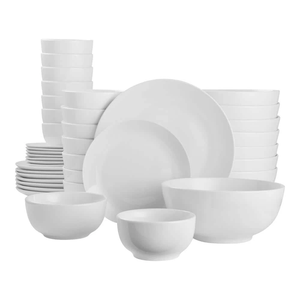 40-Piece Ceramic Coupe Dinnerware Set in White (Service for 8) by Home Decorators Collection 3 40-Piece Ceramic Coupe Dinnerware Set in White (Service for 8) by Home Decorators Collection
