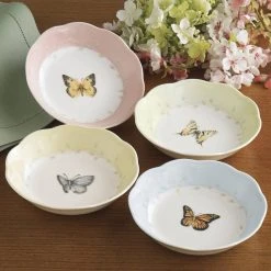 Butterfly Meadow 11 oz. Porcelain Multi Color 4-Piece Fruit Dishes by Lenox -Dinnerware Shop white lenox bowls 806739 4f 1000