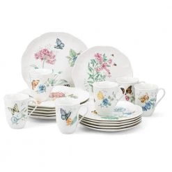 Butterfly Meadow 18-Piece Casual White Porcelain Dinnerware Set (Service for 6) by Lenox