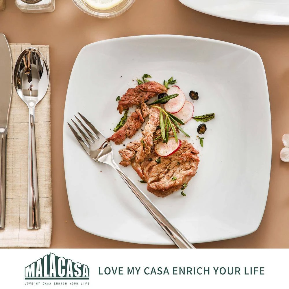 Series Julia 9.5 in. Dinner Plates Ivory White Square Porcelain Dinner Plate Set (Set of 6) by MALACASA 6 Series Julia 9.5 in. Dinner Plates Ivory White Square Porcelain Dinner Plate Set (Set of 6) by MALACASA - Image 4