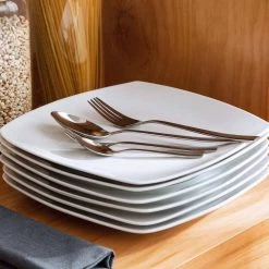 Series Julia 9.5 in. Dinner Plates Ivory White Square Porcelain Dinner Plate Set (Set of 6) by MALACASA 13 Series Julia 9.5 in. Dinner Plates Ivory White Square Porcelain Dinner Plate Set (Set of 6) by MALACASA -Dinnerware Shop white malacasa dinner plates julia 6dp 76 1000