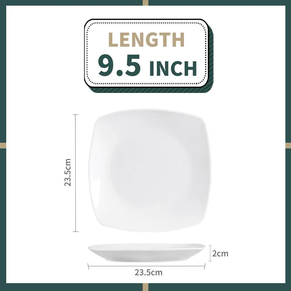 Series Julia 9.5 in. Dinner Plates Ivory White Square Porcelain Dinner Plate Set (Set of 6) by MALACASA 4 Series Julia 9.5 in. Dinner Plates Ivory White Square Porcelain Dinner Plate Set (Set of 6) by MALACASA - Image 2