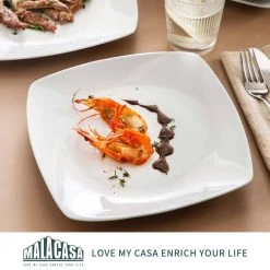 Series Julia 9.5 in. Dinner Plates Ivory White Square Porcelain Dinner Plate Set (Set of 6) by MALACASA 12 Series Julia 9.5 in. Dinner Plates Ivory White Square Porcelain Dinner Plate Set (Set of 6) by MALACASA -Dinnerware Shop white malacasa dinner plates julia 6dp fa 1000