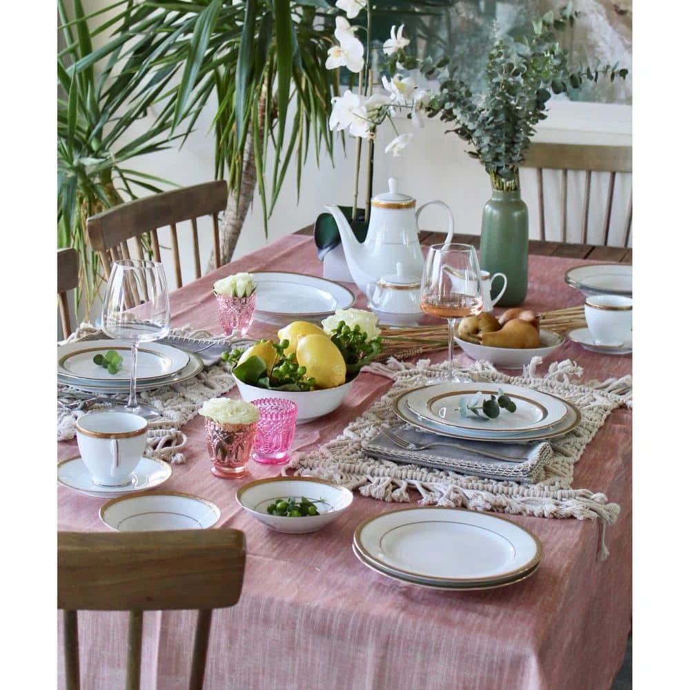 Charlotta Gold White Porcelain 60 Piece Dinnerware Set, Service for 12 by Noritake 4 Charlotta Gold White Porcelain 60 Piece Dinnerware Set, Service for 12 by Noritake - Image 2