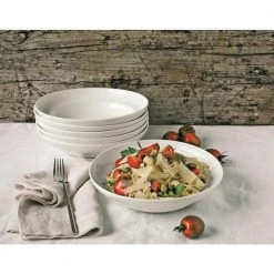 40 fl. oz. White Porcelain Pasta Bowls (Set of 4) by Over and Back -Dinnerware Shop white over and back bowls 810178 4f 1000