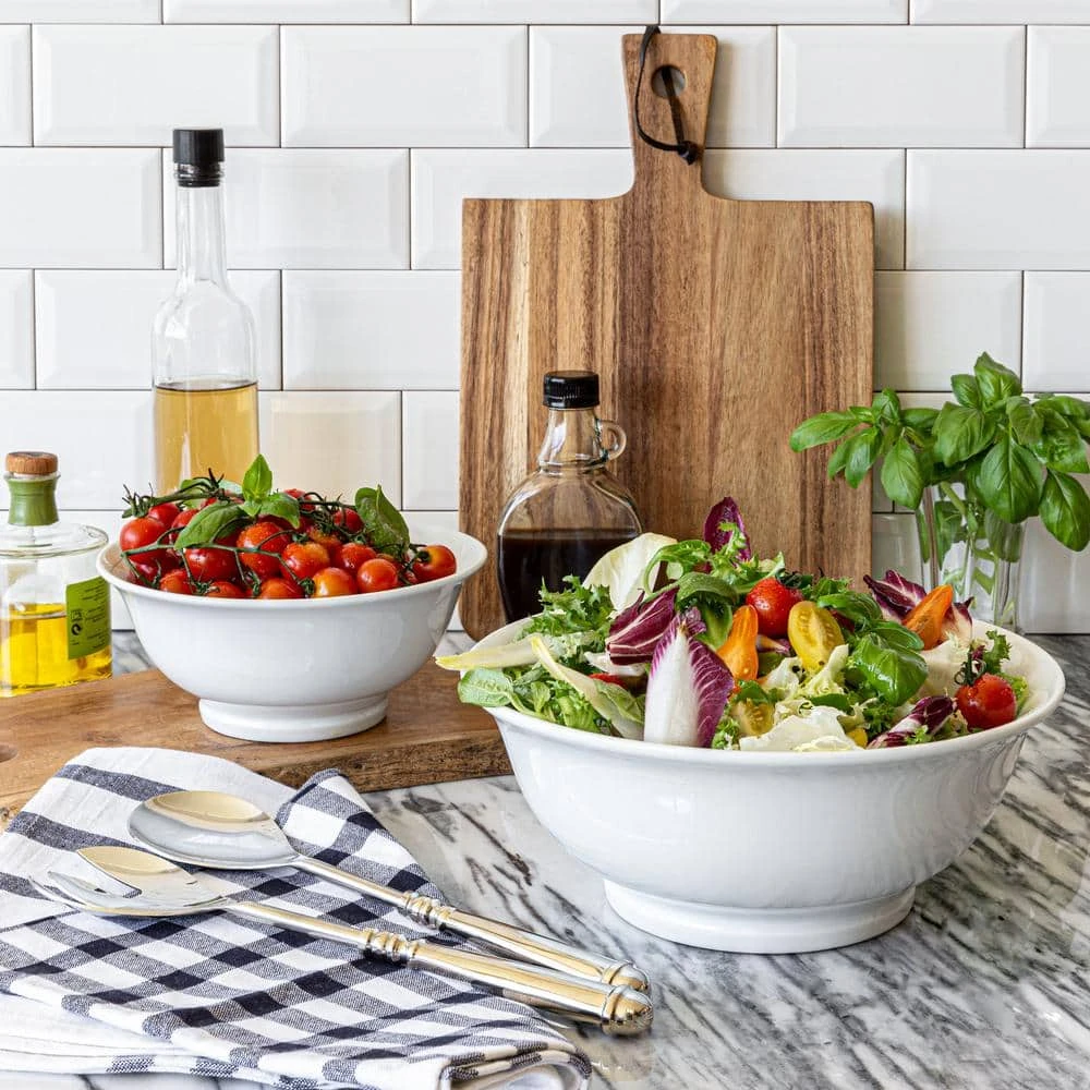 83.95 fl. oz. White Porcelain Footed Bowls (Set of 2) by Over and Back 6 83.95 fl. oz. White Porcelain Footed Bowls (Set of 2) by Over and Back - Image 4