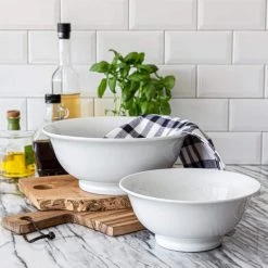 83.95 fl. oz. White Porcelain Footed Bowls (Set of 2) by Over and Back 11 83.95 fl. oz. White Porcelain Footed Bowls (Set of 2) by Over and Back -Dinnerware Shop white over and back bowls 934829 4f 1000