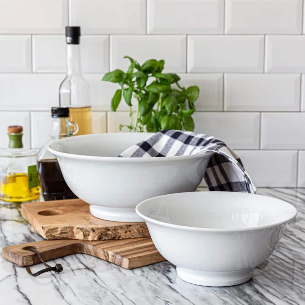 83.95 fl. oz. White Porcelain Footed Bowls (Set of 2) by Over and Back 5 83.95 fl. oz. White Porcelain Footed Bowls (Set of 2) by Over and Back - Image 3