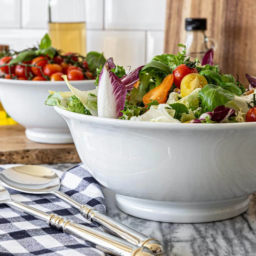 83.95 fl. oz. White Porcelain Footed Bowls (Set of 2) by Over and Back 9 83.95 fl. oz. White Porcelain Footed Bowls (Set of 2) by Over and Back - Image 7