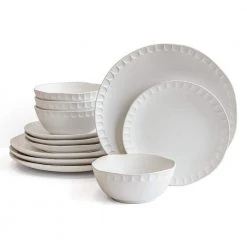 12-Piece White Dinnerware Set (Service for 4) by Over and Back