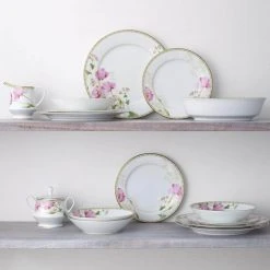 Poppy Place 10.5 in. White and Pink Porcelain Dinner Plates (Set of 4) by Noritake 11 Poppy Place 10.5 in. White and Pink Porcelain Dinner Plates (Set of 4) by Noritake -Dinnerware Shop white pink gold noritake dinner plates 1737 406d 1f 1000