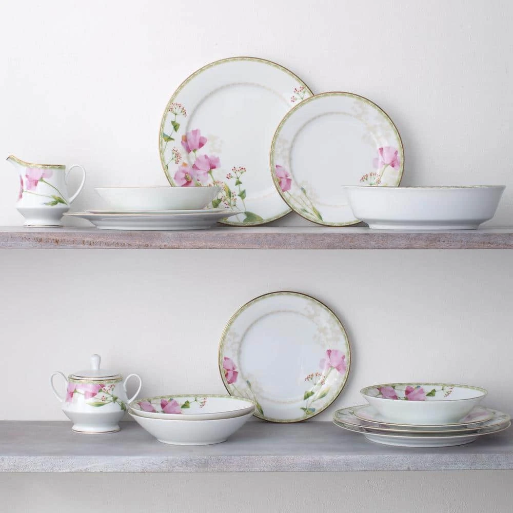 Poppy Place 10.5 in. White and Pink Porcelain Dinner Plates (Set of 4) by Noritake 6 Poppy Place 10.5 in. White and Pink Porcelain Dinner Plates (Set of 4) by Noritake - Image 4