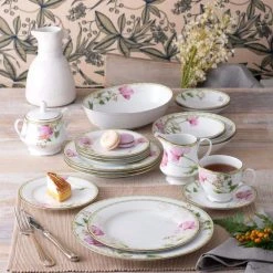 Poppy Place 10.5 in. White and Pink Porcelain Dinner Plates (Set of 4) by Noritake 12 Poppy Place 10.5 in. White and Pink Porcelain Dinner Plates (Set of 4) by Noritake -Dinnerware Shop white pink gold noritake dinner plates 1737 406d 44 1000