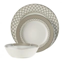 Eternal Palace 12-Piece Dinnerware (Set for 4) by Noritake -Dinnerware Shop white platinum noritake dinnerware sets 1717 12h 1d 1000