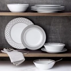 Eternal Palace 12-Piece Dinnerware (Set for 4) by Noritake -Dinnerware Shop white platinum noritake dinnerware sets 1717 12h 31 1000